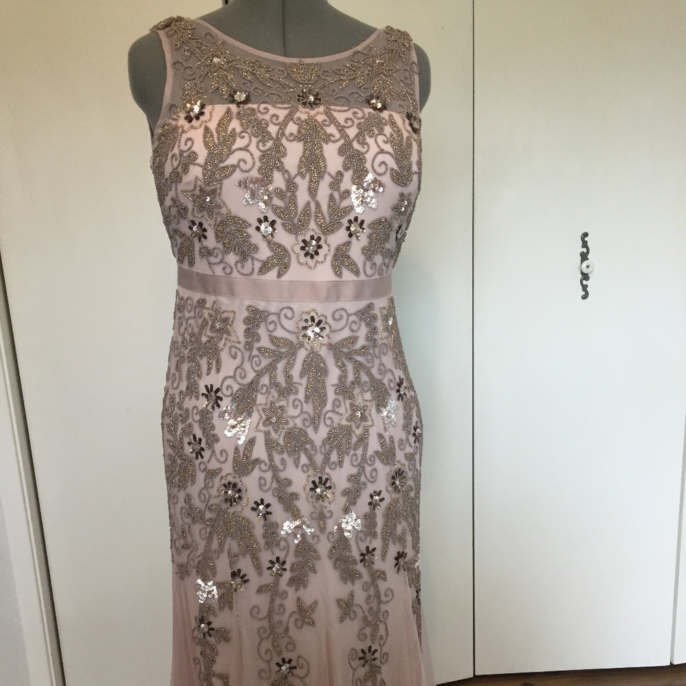 Adrianna Papell Beaded Gown - Champagne/Rose